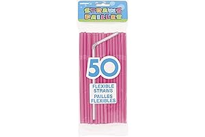 Disposable Hot Pink Plastic Flex Straws: Party Perfect!