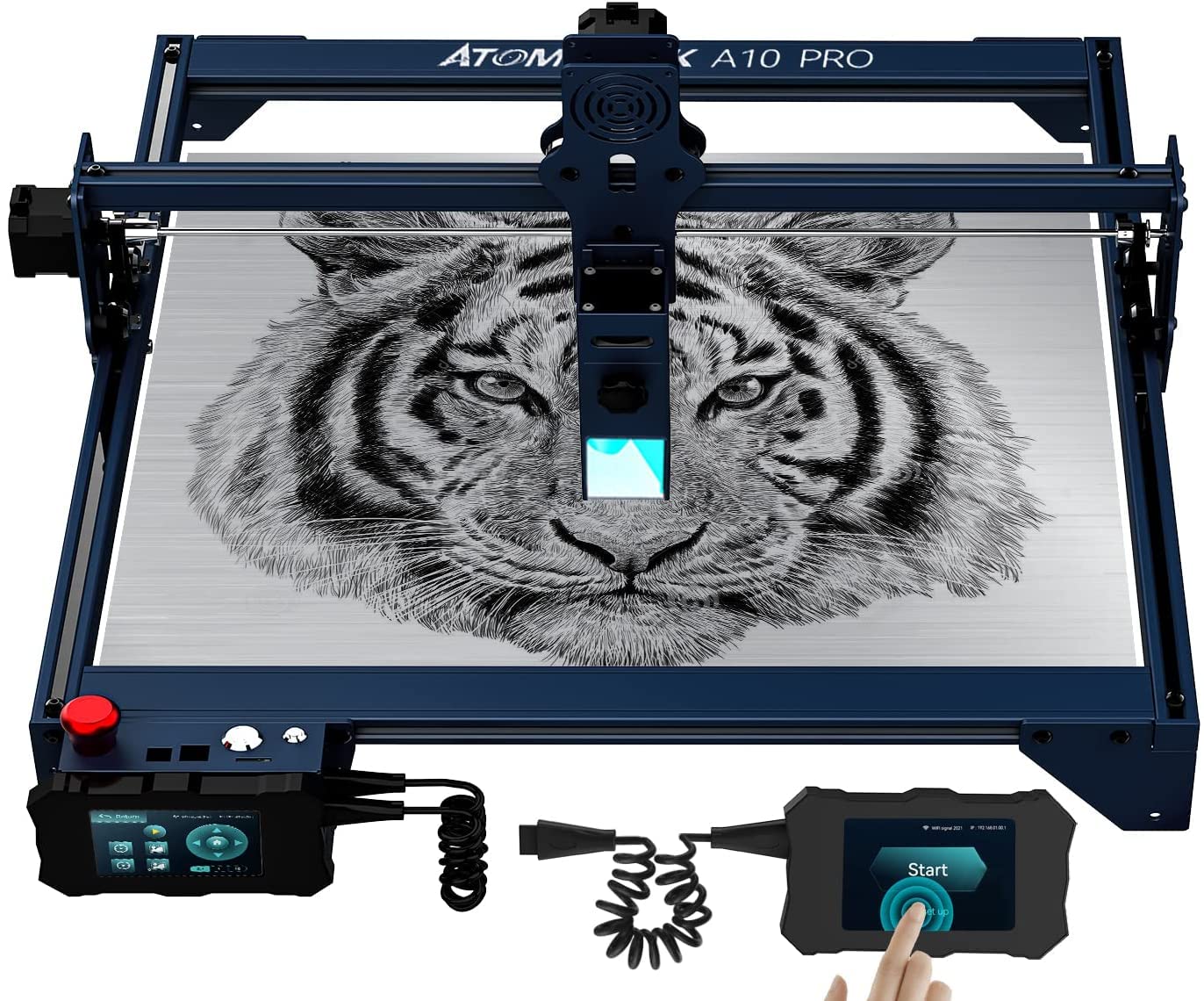 ATOMSTACK Incisione laser A10 Pro 10-11 W, con pulsante di regolazione e pannello di controllo touch, montaggio rapido di metallo, legno, vetro, 410 x 400 mm