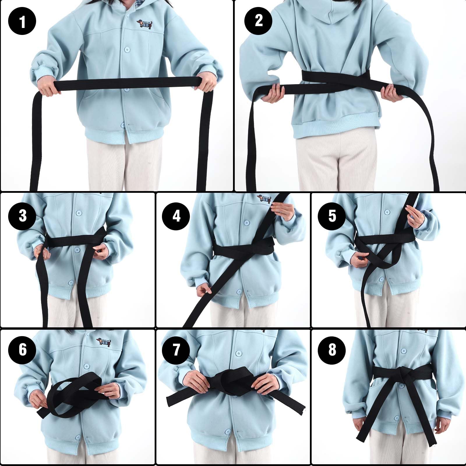 CIATBYYJ Ceintures noires à double enroulement de 280 cm en mélange de coton et de polyester durable pour arts martiaux pour karaté, judo, taekwondo, karaté pour enfants et adultes, ajustement