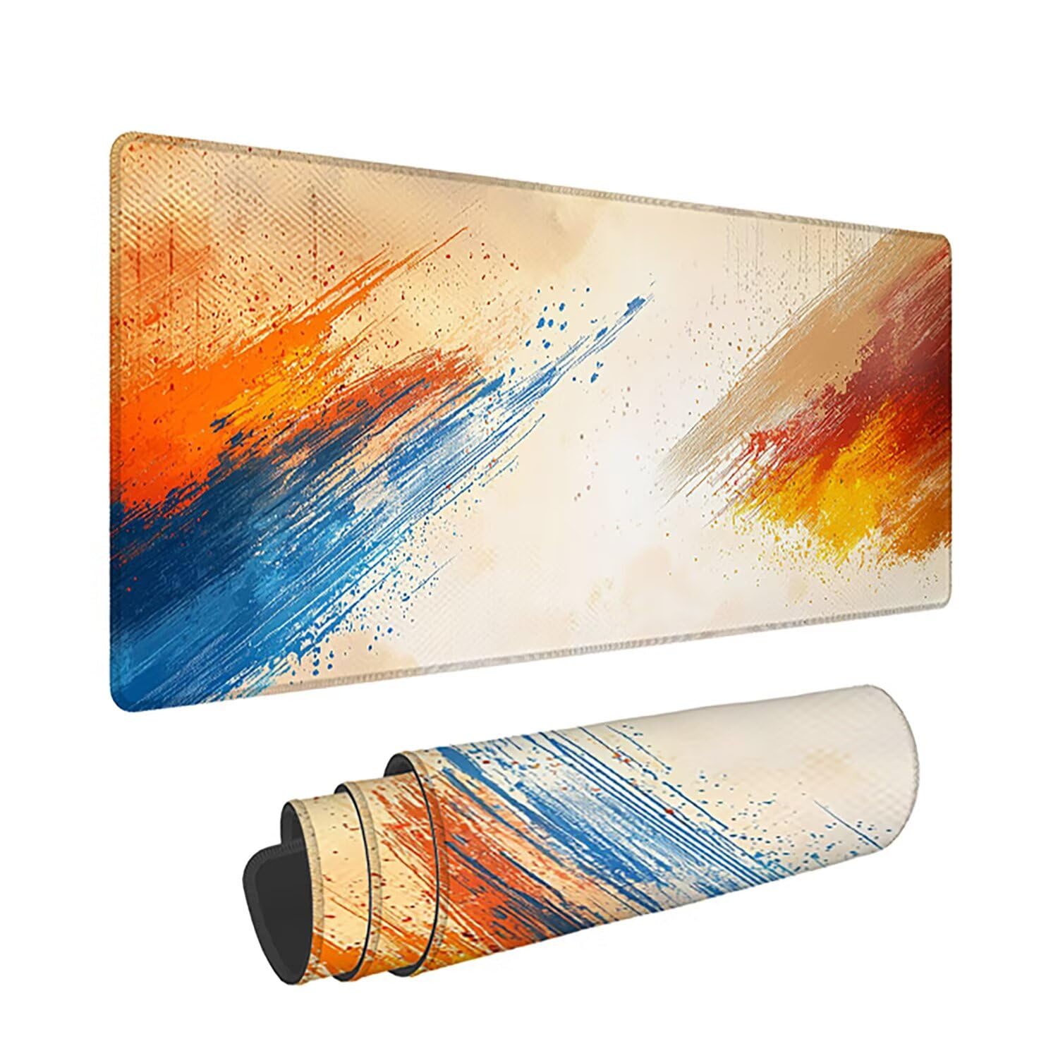 Podkładka pod mysz do gier XXL - 1600x800x3mm - Retro duża antypoślizgowa podkładka pod klawiaturę biurową z przeszytymi krawędziami, wielokolorowa duża podkładka pod mysz do gier do biura i domu