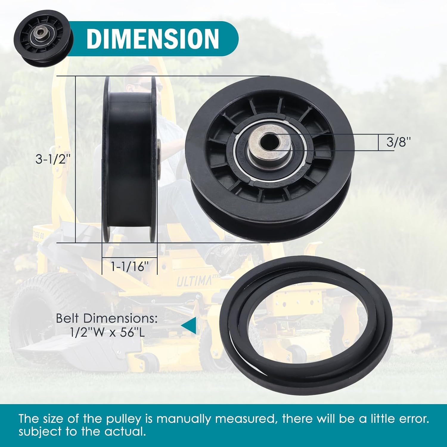 539110311 & 539110411 Drive Idler Pulley Drive Belt Kit Fits for Poulan Z254F Z200 CZ3815 CZ4217 CZ42175 RZ4623 Lawn Mower Replaces 607163 14259 12400