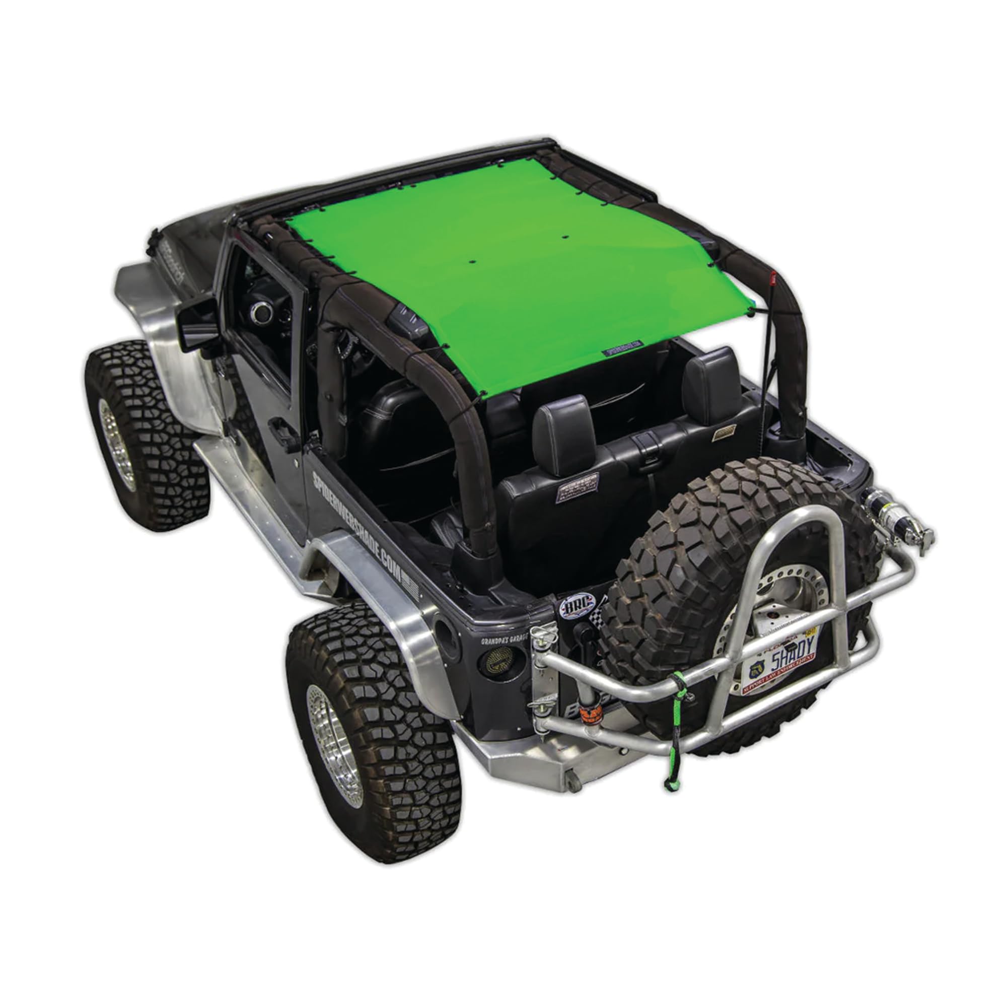 SPIDERWEBSHADE Original JK 2-Door Full Sunshade Top (2007-2017) Compatible with Jeep Wrangler JK Rubicon Sahara Sport All Trims - Airbag Safe - USA Made - 10 Year Warranty (Green)