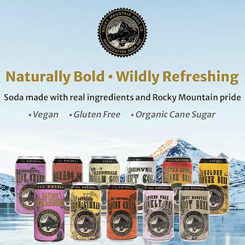 Miniatura 3 de Rocky Mountain Soda, paquete de 12 latas de 12 onzas líquidas, refresco artesanal de lotes pequeños, sin gluten, vegano, azúcar de caña orgánica,