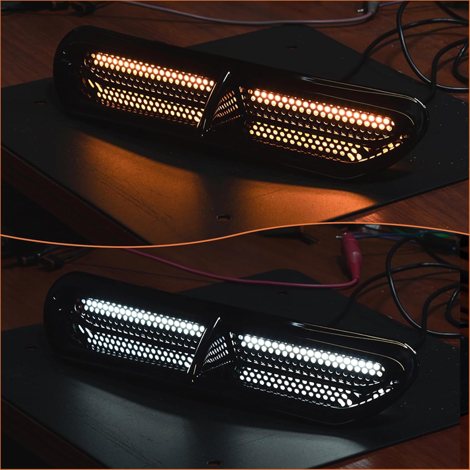 Plug & Play Vent Insert Turn Signal Light LED White Running Light And Amber Turn Signal, Compatible With Harley Touring Street Glide Ultra Limited 2014-2023, ABS Plastic (Black)