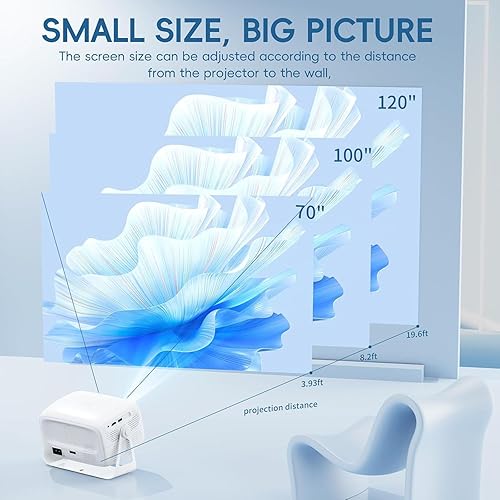 Vista 7 de [Enfoque eléctrico y aplicaciones integradas] Proyector portátil nativo 1080P compatible con 4K con sistema operativo Smart TV OS, Bluetooth, WIFI