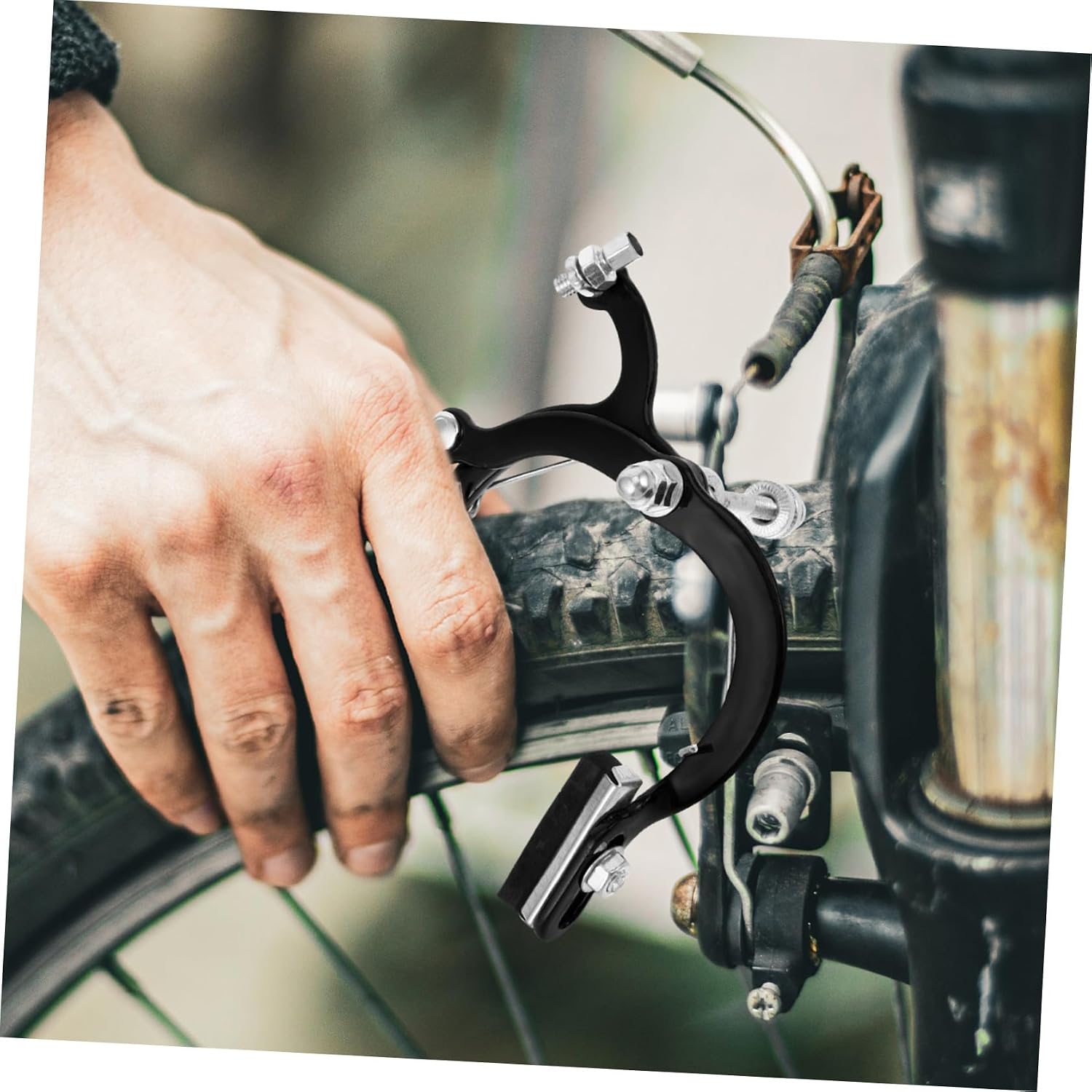2pcs Bike Mechanical Disc Brake Caliper Set Universal Front and Rear Side Pull Brake for Mountain and Folding Bikes Black Color for Cycling