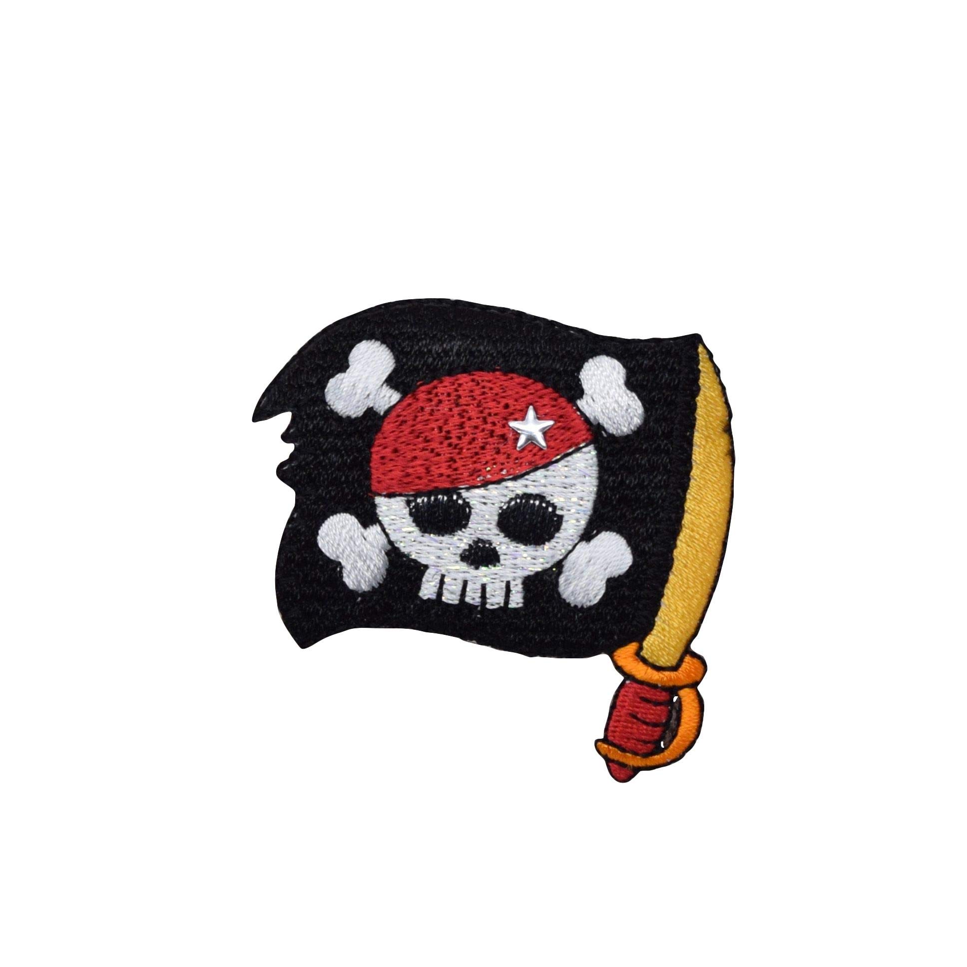 Jolly Roger, Black Flag, Pirates, Skull, Crossbones, Embroidered, Iron on Patch
