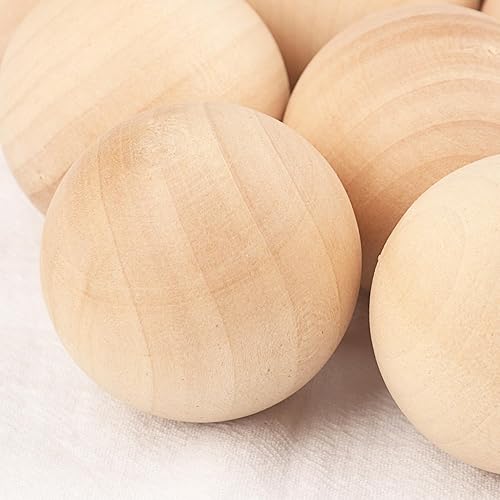Miniatura 3 de Paquete de 20 bolas de madera sin terminar de 2 pulgadas, bolas de madera de 2 pulgadas, esferas de madera para manualidades, proyectos y