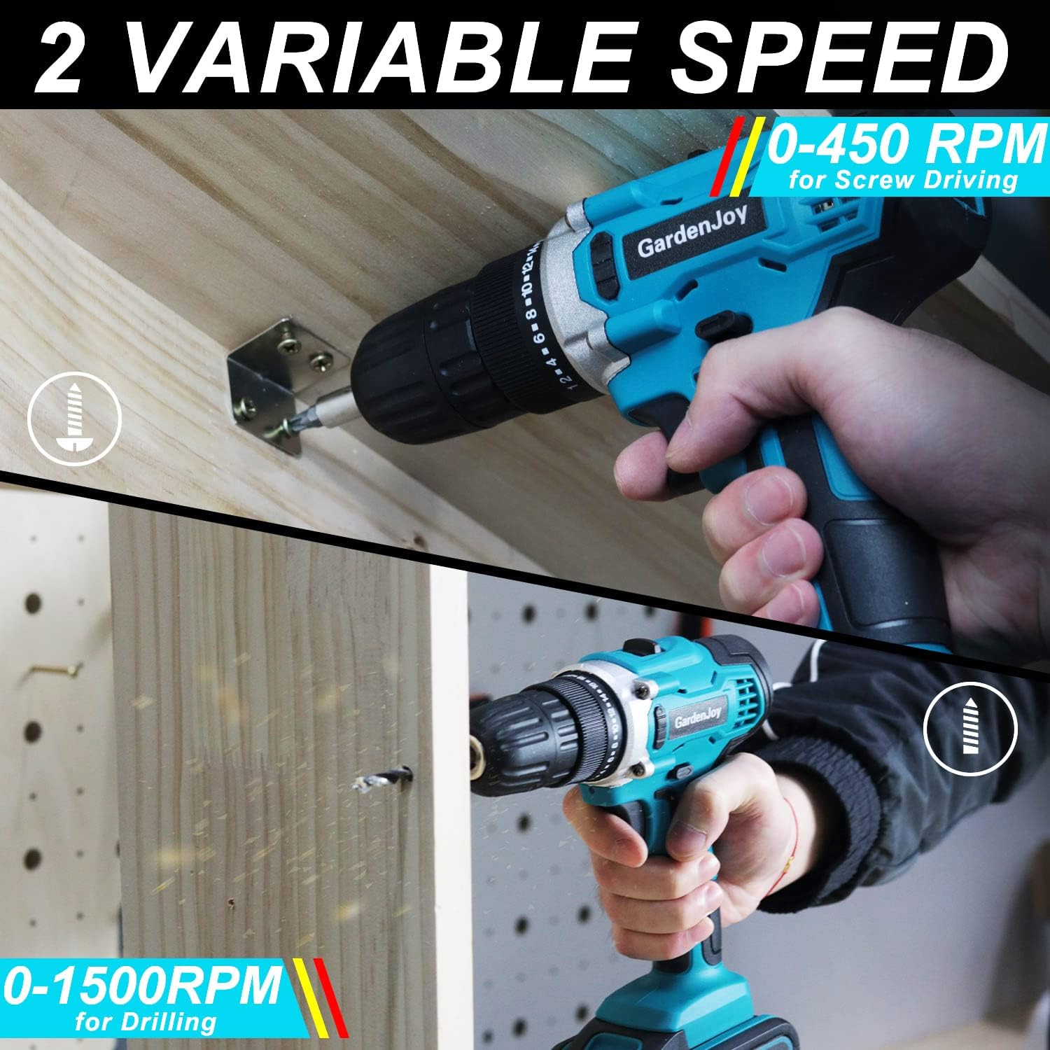 GardenJoy 21v Cordless Drill with 12v Lawn Trimmer