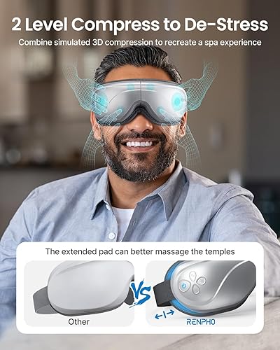 Miniatura 27 de RENPHO Eyeris - Masajeador de ojos con calor, regalos de cumpleaños y Navidad para nietos, mamá, papá, mujeres, hombres, masajeador facial, máscara