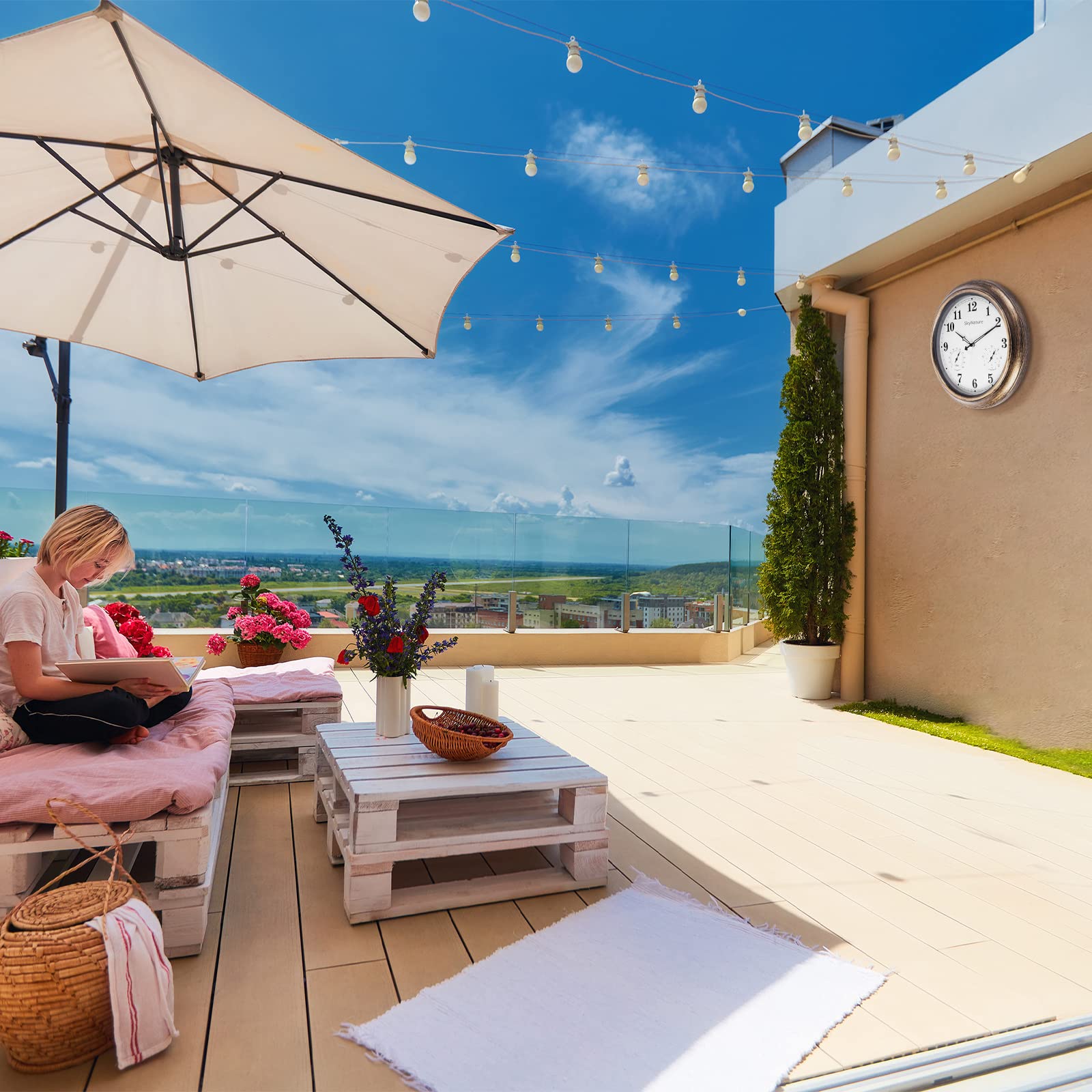 Buy SkyNature Large Outdoor Clocks with Thermometer and Hygrometer 18