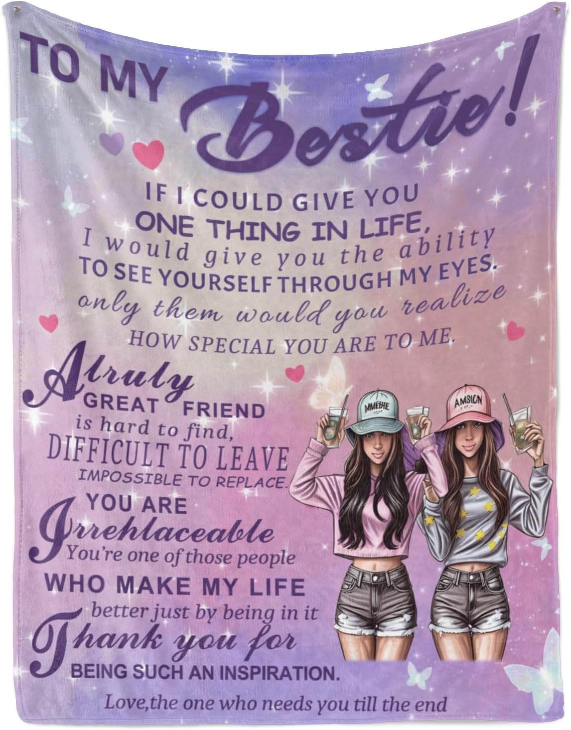 to My Bestie Blanket, Friendship Birthday Gifts for Women Best Friend Sister, 80"X60"