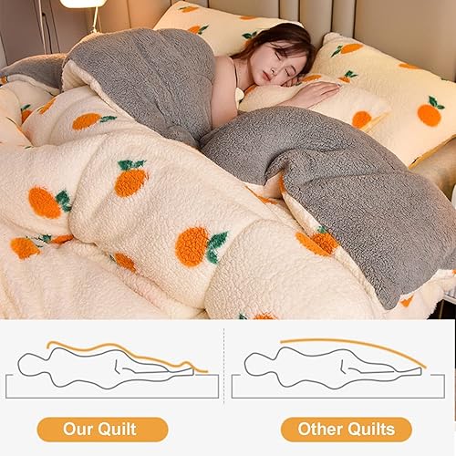 Miniatura 3 de ZTGL Edredón de fibra de terciopelo de cordero súper cálido, manta de invierno de 2 a 11.0lbs, edredón de terciopelo de doble cara grueso, cálido