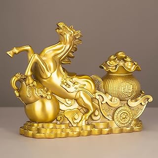 アンティーク 馬 オブジェ 置物 風水 彫刻 装飾 ゴールド 十二支 開運 商売繁盛 金運 運気倍々! 風水グッズ 縁起物 祝い 成功 開店祝い タイプ1 家 机 車 玄関 新年 贈り物 銅製 風水アイテム 幸運の置物 M 飾り物