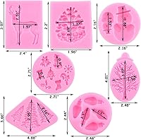 Vista 3 de ZiXiang Moldes de fondant de Navidad, copo de nieve, muñeco de nieve, piña, reno, bombilla, hojas de acebo, caramelo, chocolate, moldes de silicona