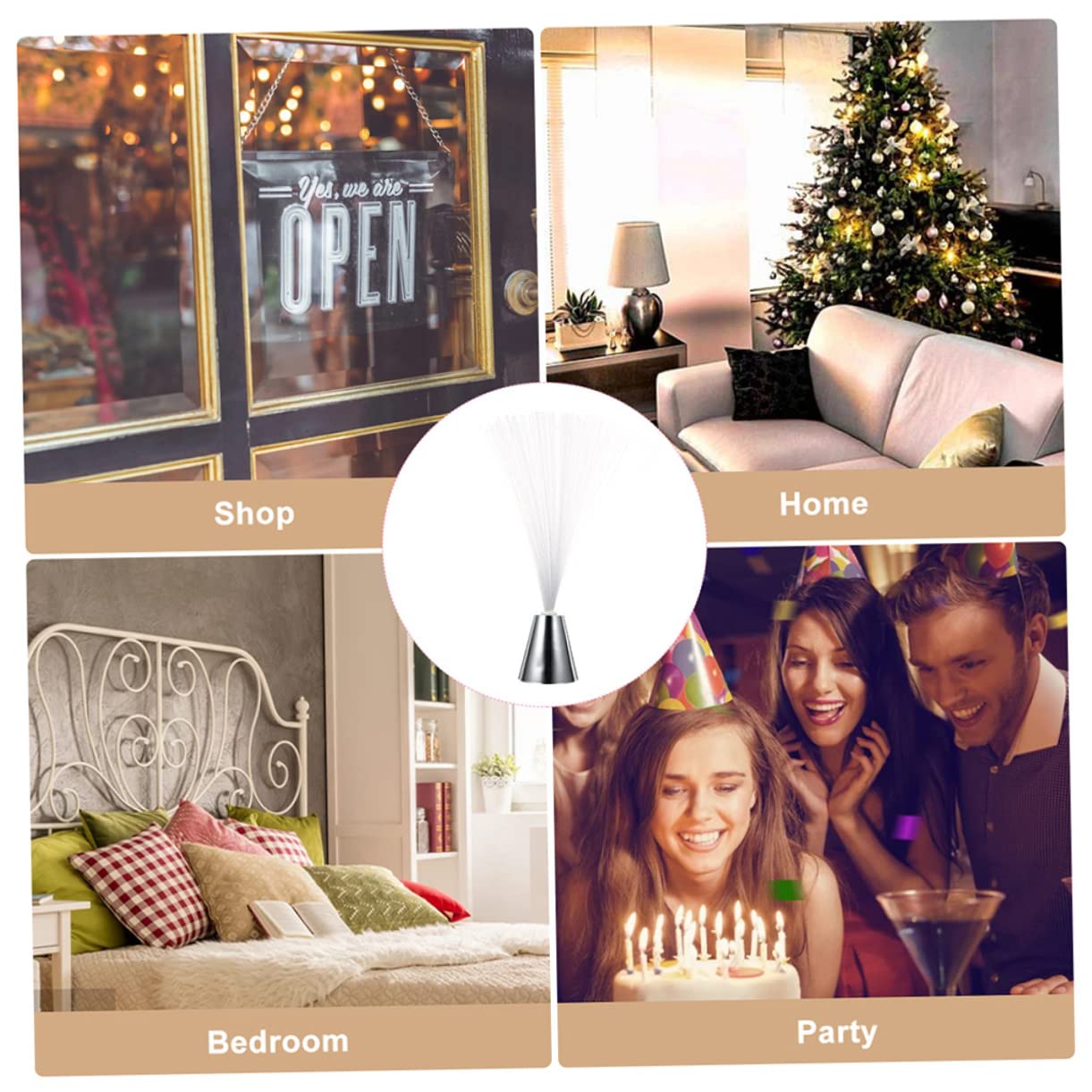 jojofuny Battery Operated Fiber Optic Lights Color Changing String Lights 7 Colors Decorative for Home