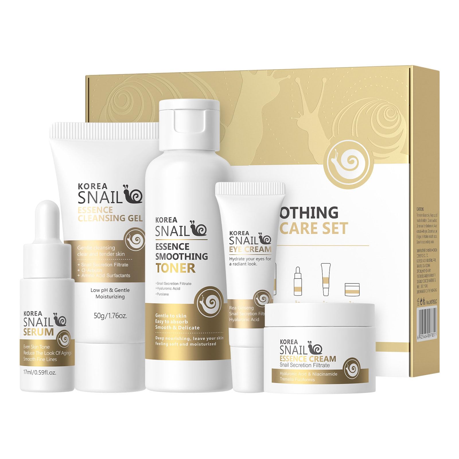 Snail Mucin Skincare Sets for Teenage Girls, 5PCS Korea Snail Skincare Set