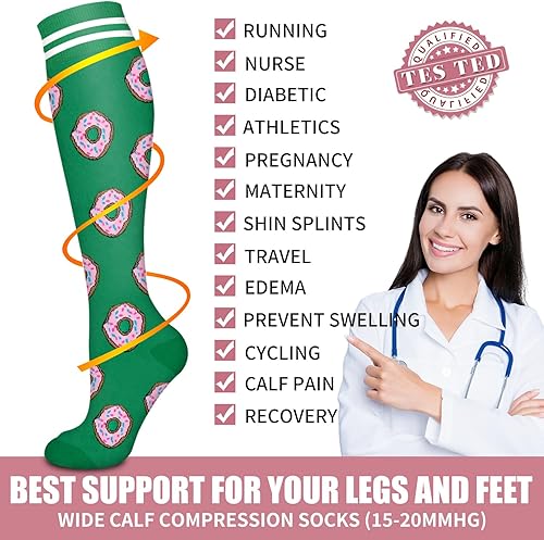 Miniatura 5 de Bluemaple - Medias de compresión de cobre para mujeres y hombres, ideal para correr, enfermería, vuelos y viajes