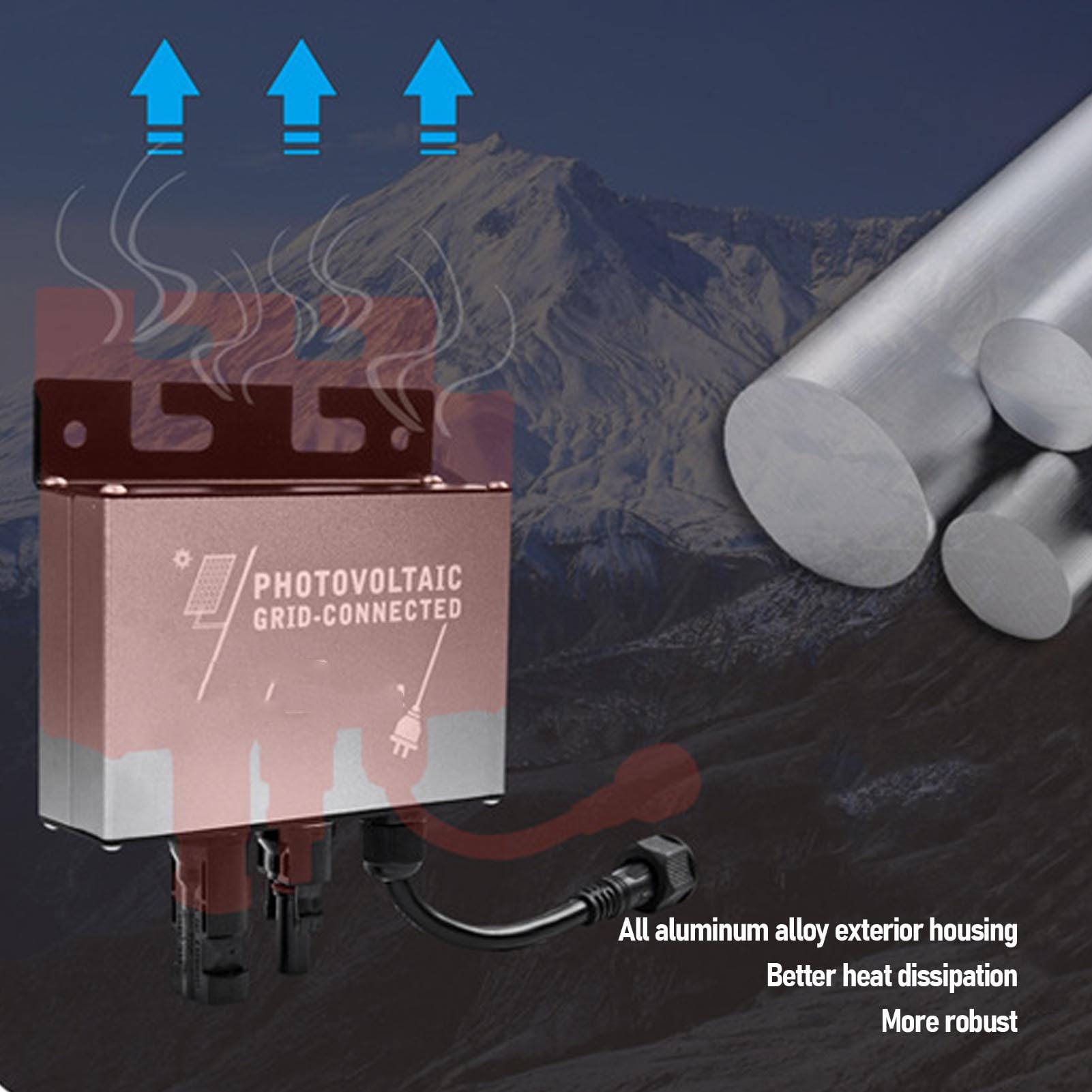 BuyWeek Inversor de Conexión a Red de 100 W, Entrada de Batería de 12V/24V CC a Microinversor de Salida de 180V-265V CA, Soporte a Prueba de Agua IP45 Conexión Rápida a Red