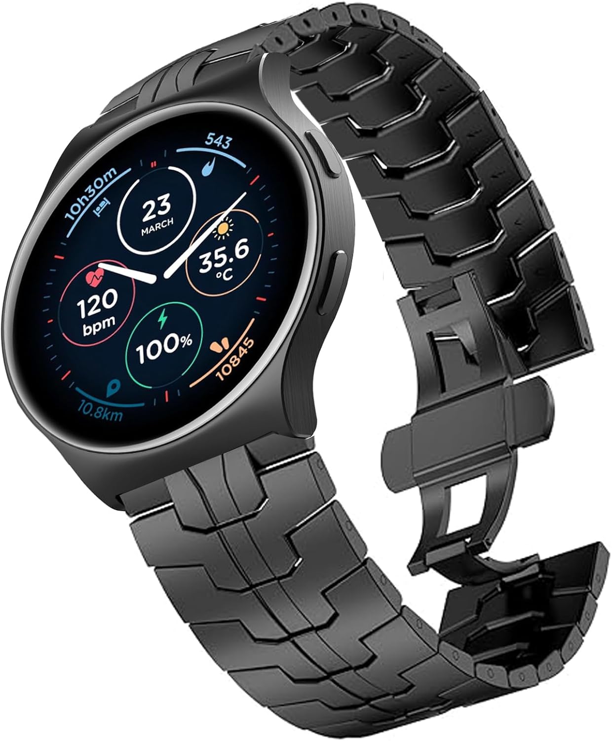 Compatible with Moto Watch 120 Bands, 20mm, 22mm New Quick Release Stainless Steel Band Metal Strap with Folding Clasp Replacement Straps Compatible with Moto Watch 2026, Moto 120, 70, 100, 360 3rd Gen 2020 Smartwatch