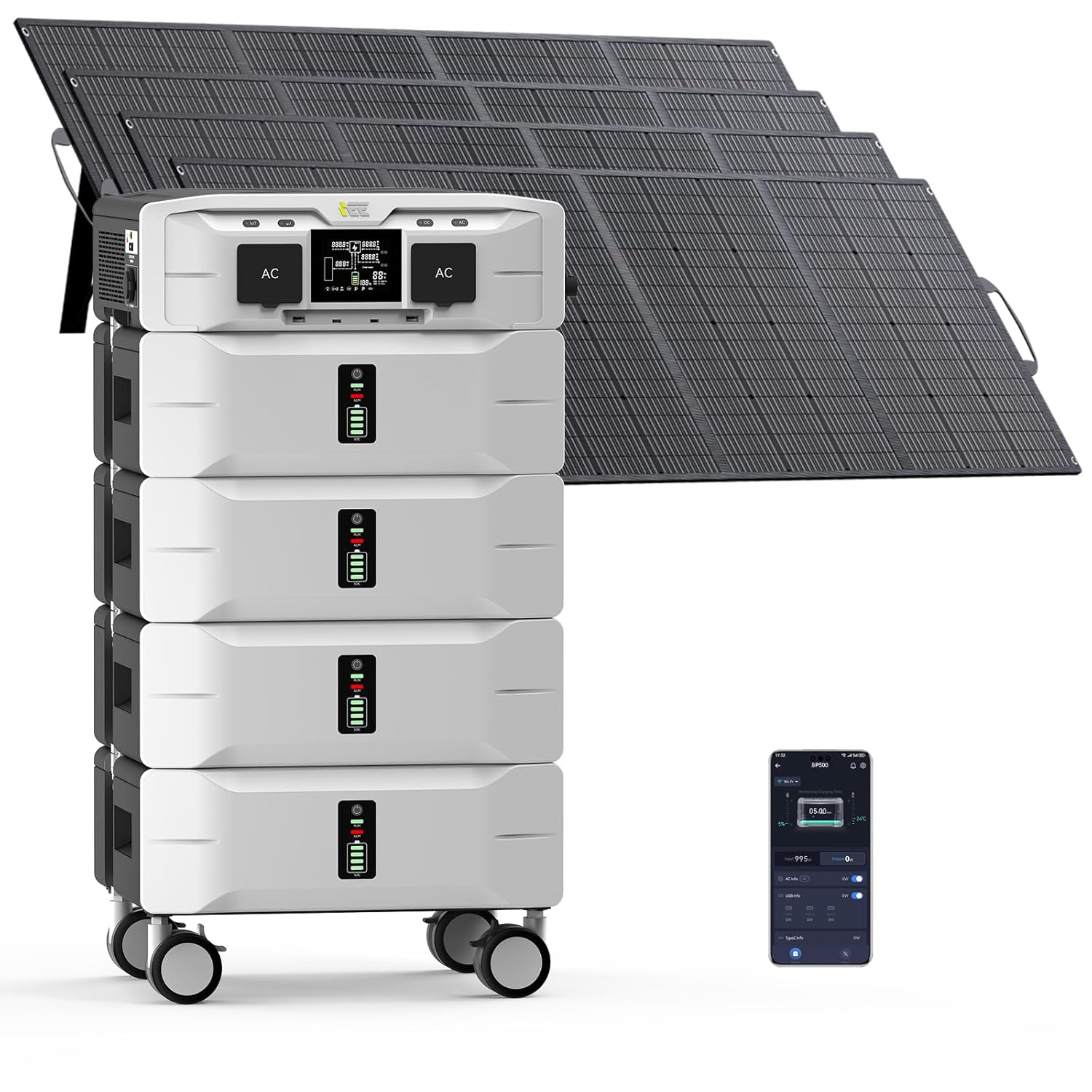 IEE SP5000 10240Wh Solar Power Station 5000W 9000 Peak AC Output 120V 240V Split Phase LFP Battery with