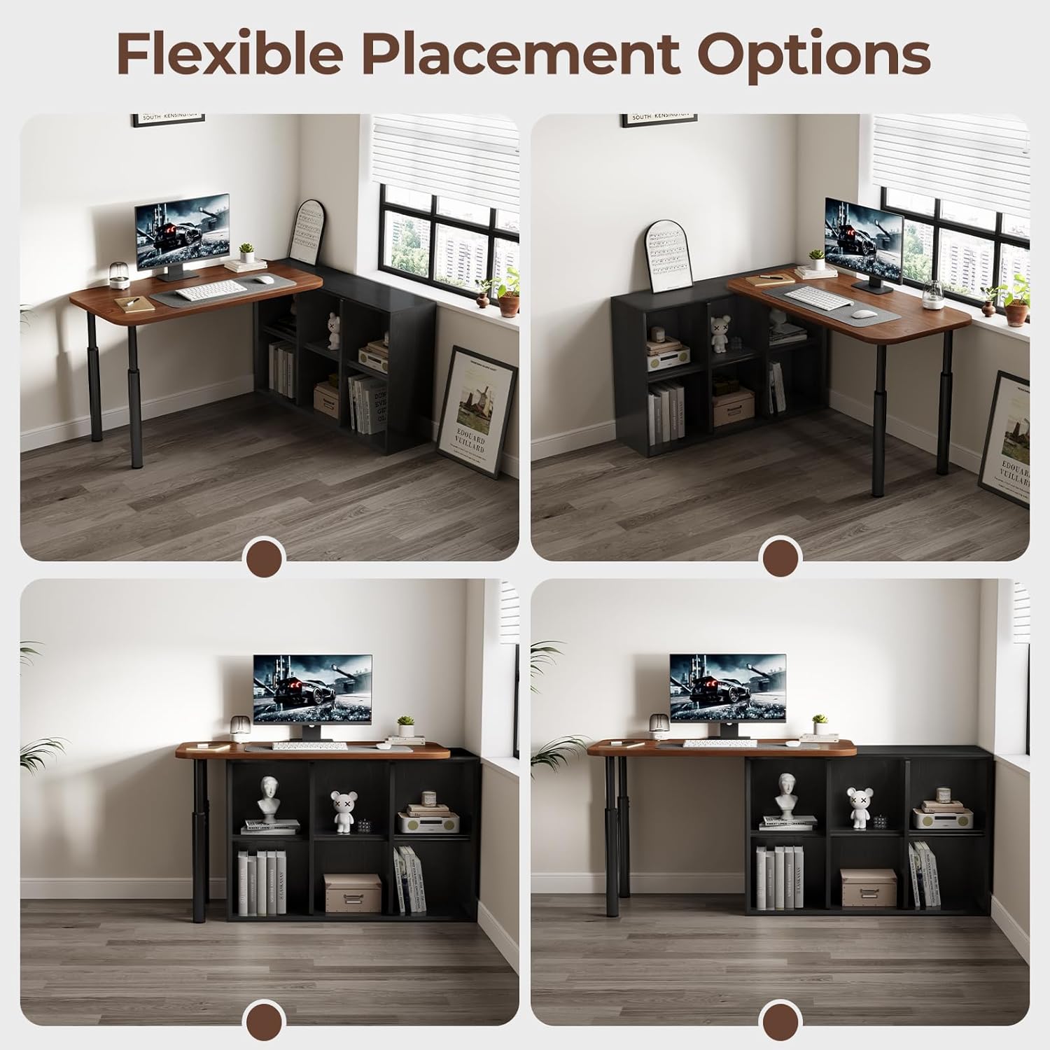 CycleCrew Large L-Shaped Desk Extension, 47.2" L Freestanding Desk Extender with Adjustable Height, Full-Size Tabletop Extension for Existing Desk, Space Saving Workstation Expansion for Home Office