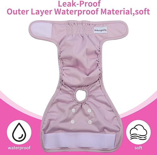 Miniatura 7 de Pañales lavables para perras pequeñas, paquete de 4 pañales reutilizables para cachorros, superabsorbentes, para período, ciclo de calor,