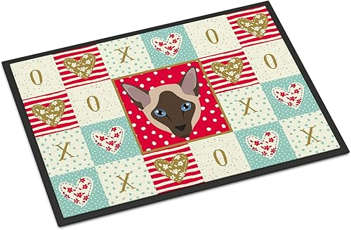 Caroline's Treasures CK5162MAT - Tapete moderno siamés con diseño de gato de 18 x 27 pulgadas, tapete rojo para puerta delantera, para interiores y