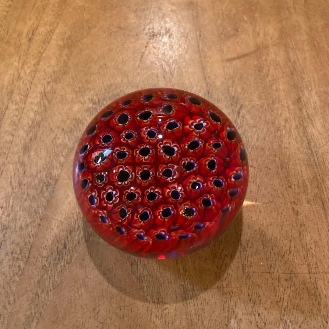 ベネツィアガラスペーパーウエイトミルフォリ赤⚛️ベネチアン
