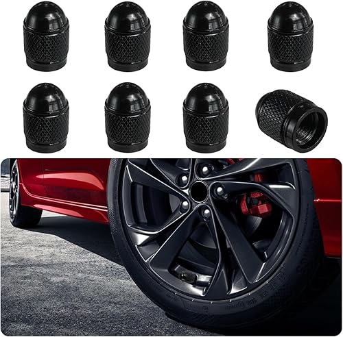 8 tapas para vástago de válvula de neumático de automóvil, cubiertas de vástago de válvula de neumático de aluminio estilo bala con sello de goma,