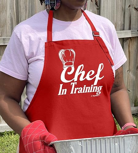 Miniatura 3 de ThisWear Delantal divertido de chef en entrenamiento para cocina, delantal de dos bolsillos