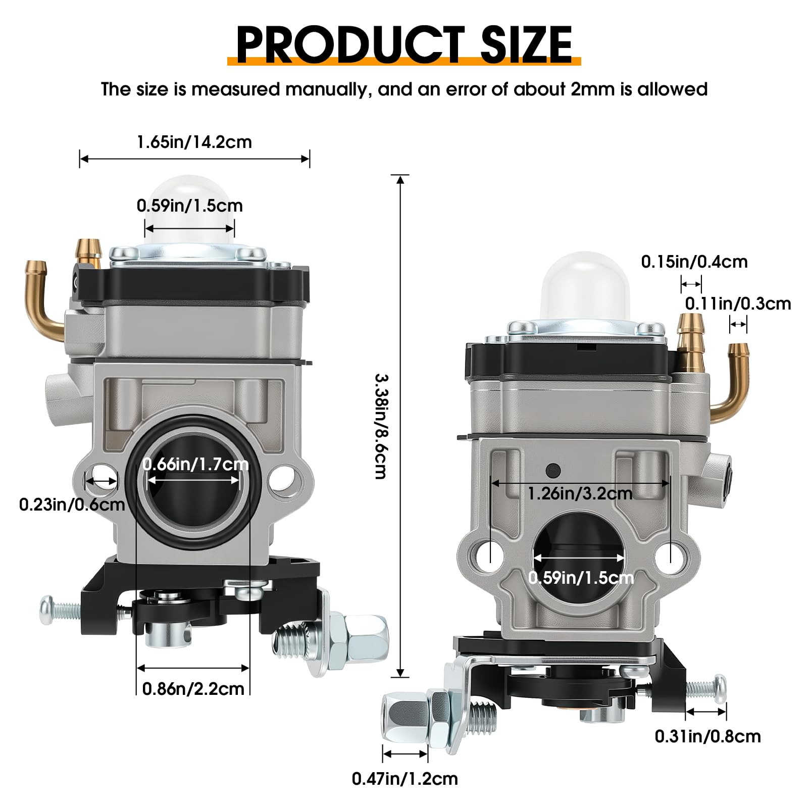 E-RFSEY Carburador para desbrozadora de 52 cc 49 cc 43 cc kit de carburador con junta, manguera, bujía y filtro de gasolina - 3