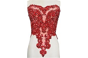 Handmade Red Applique Rhinestone Trim