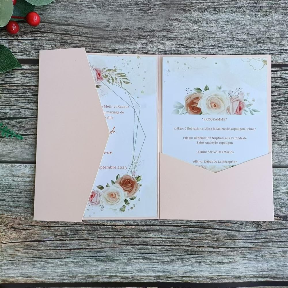 Soft Pink Invitation Pocket Envelopes For Wedding Celebration Bridal Shower Birthday 20 sets (nude pink)
