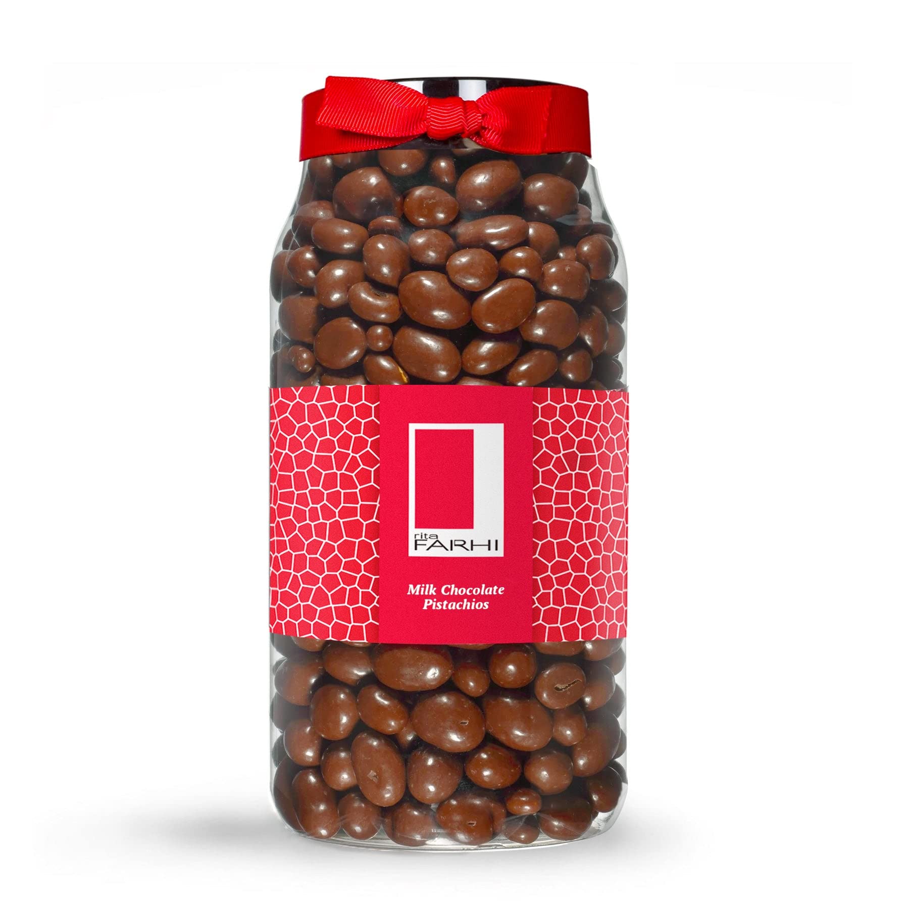 Rita Farhi Milk Chocolate Coated Pistachios in a Luxury Gift Jar 780g - New Palm Oil Free Recipe