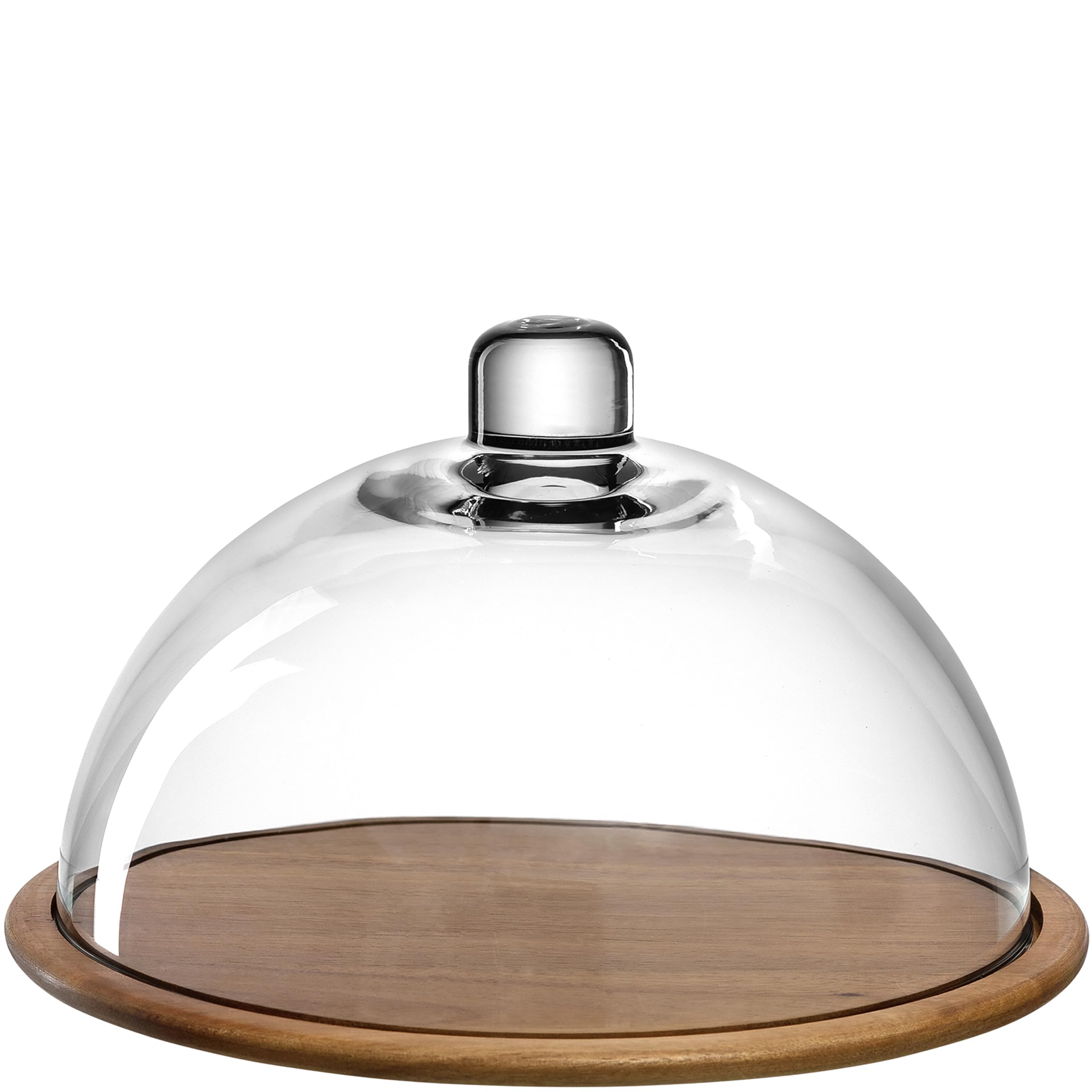 LEONARDO HOME Cucina Holz-Käseplatte und Glas-Glocke, Käse-Brett aus Holz inklusive Glas-Haube, 2er Set, Ø 280 mm, 018519