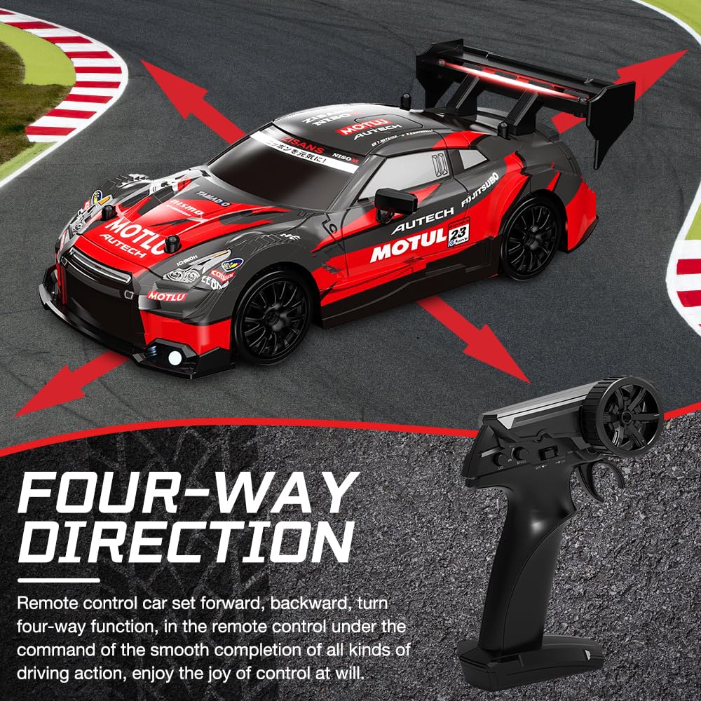 Voiture Télécommandée Drift, 1:24 4WD RC Drift Car 30 km/h Voiture RC Car Jouets Voi-ture de Dérive Télécommandée voi-ture Radiocommandée Tout Terrain avec Lumières pour Garçon Fille Jouet