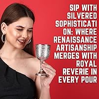 Vista 4 de Copa de comunión de cáliz vintage, cáliz de latón chapado en plata, copa de vino real medieval renacentista del rey Arturo, copa de cáliz romana