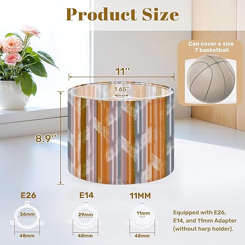 Miniatura 2 de Lamp Shade Futuristic retro Artistic line striped distressed textures seamless Drum Lamp Shades for Table Lamps Floor Lamps Pendant Light 8.9"x11"