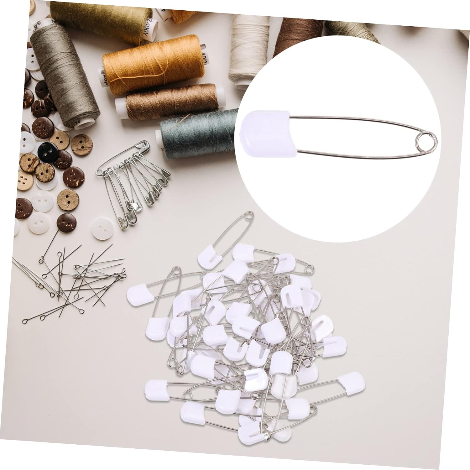 50pcs Large White Safety Diaper Pins for Newborns Durable Resistant Multifunctional Cloth Fasteners for Diapers Blankets Crafts and Laundry Use