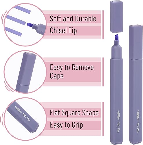 Miniatura 3 de Mr. Pen - Resaltadores estéticos de punta cincel, no traspasan el papel de Biblia, colores surtidos, 8 unidades