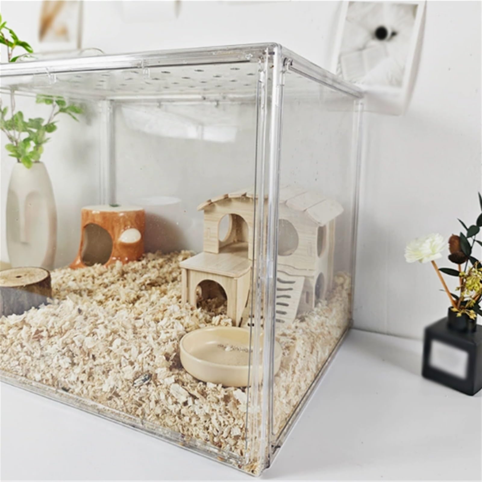 Cage à Hamsters Cage for Hamster en Acrylique entièrement Transparente et spacieuse