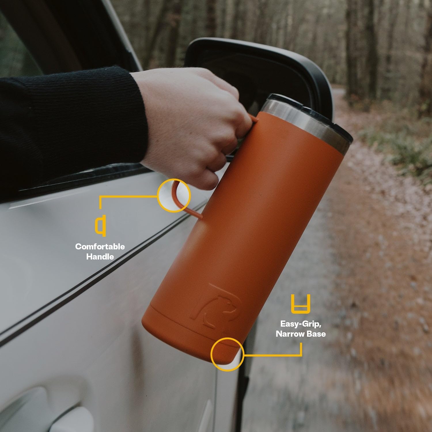 RTIC 20oz Travel Mug, Stainless Steel Insulated Coffee Cup with Lid and Handle, Portable for Car, Camping, Hot and Cold Drink, Dusty Rose Glitter - Image 4