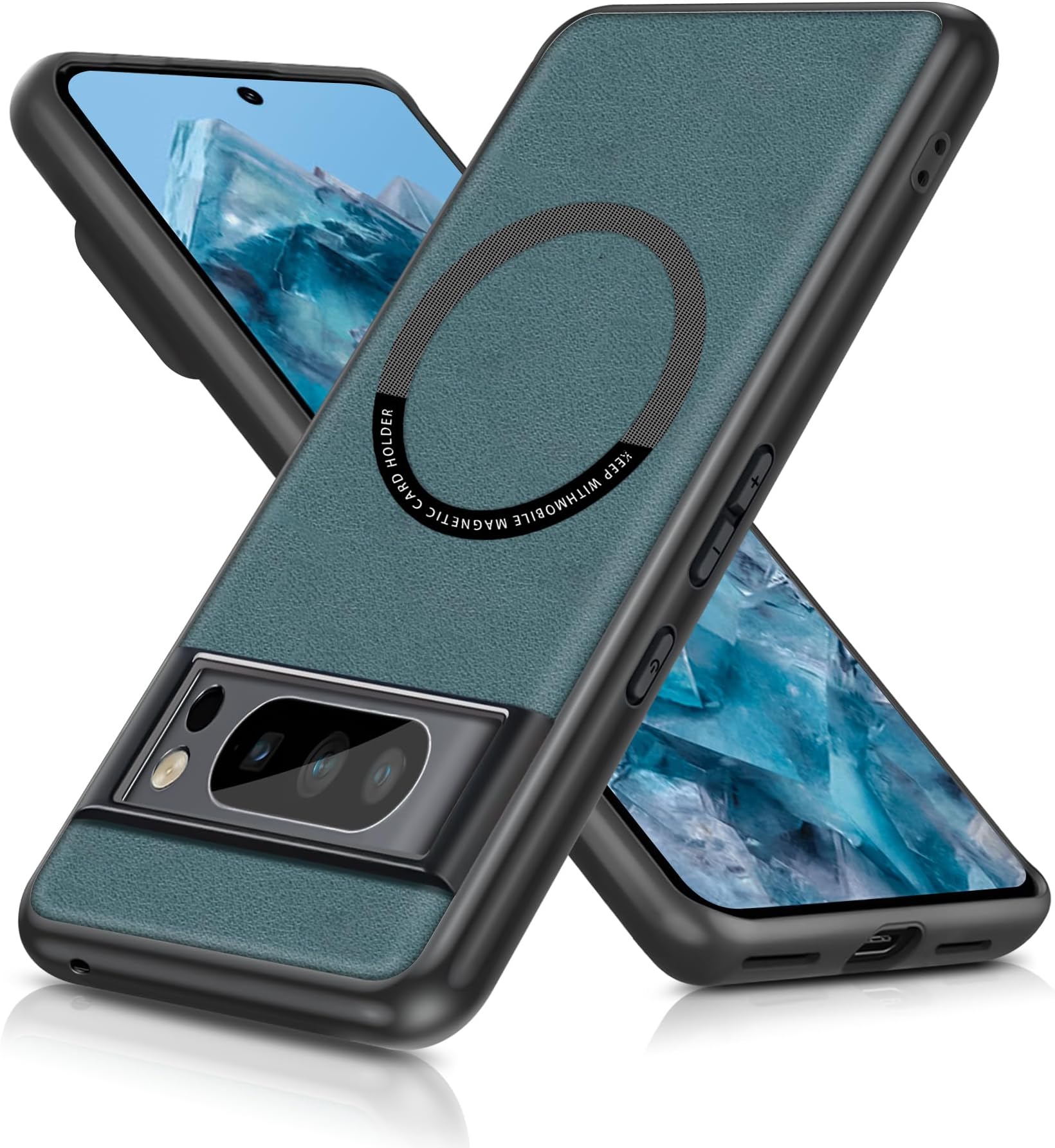 Lokyoo for Google Pixel 8 Pro Case, Dual Layer Shockproof with Hard PC Back, [Military Grade Drop Tested] [Strong Magnet Car Mount] Slim Full Protective Cover for Pixel 8-Green