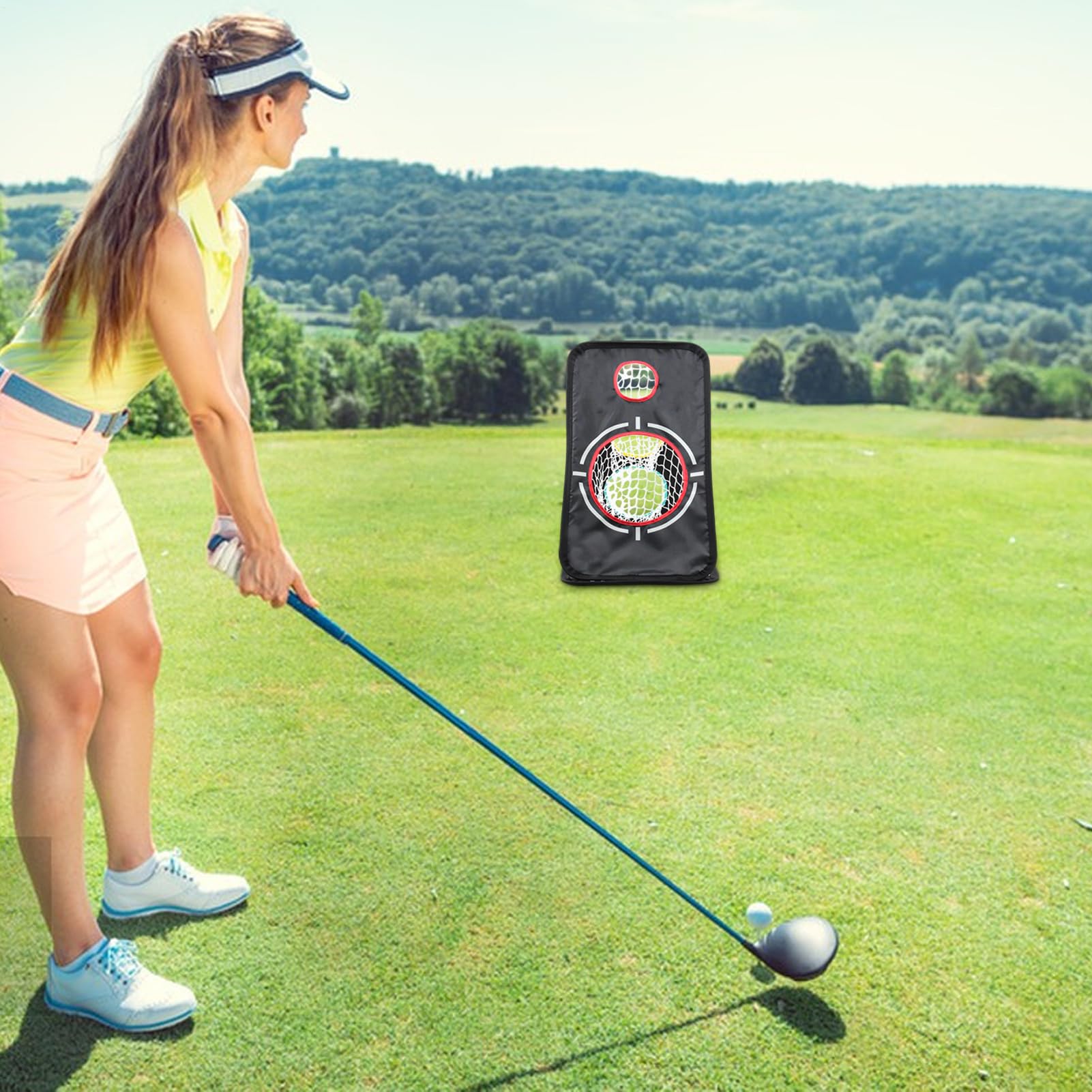Red de Golpeos Cortos Ayuda de Entrenamiento Plegable | Juego De Golf Para Jardín Con Red De Recepción Para Precisión Adultos Principiantes Golfistas Casa Exterior Oficina Jardín