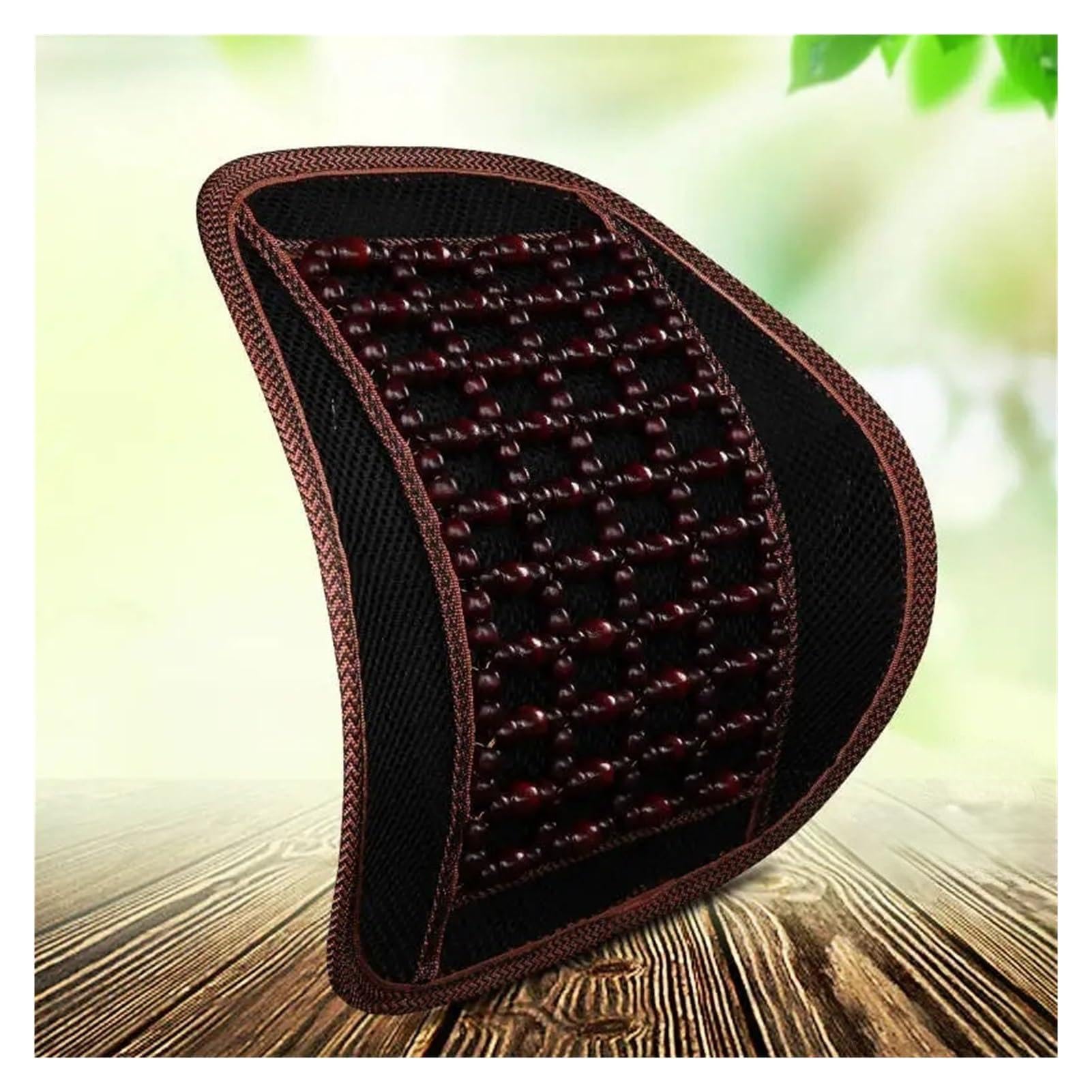 Hviyroi car seat cushion Breathable Wooden Bead Car Lumbar Support Summer Massage(Wine Red)