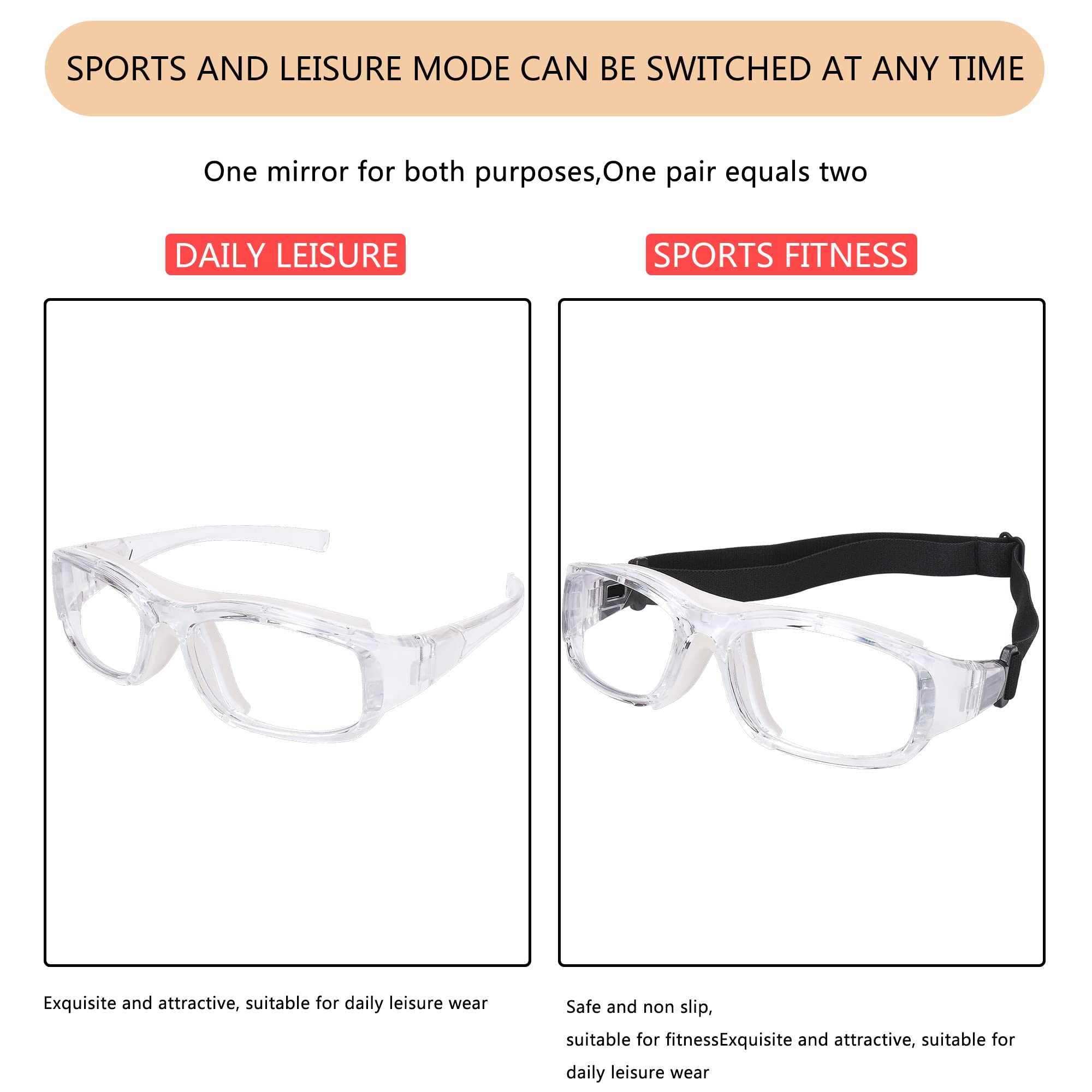 SooGree Occhiali sportivi da squash e racquetball occhiali da basket con cinturino regolabile resistente agli urti