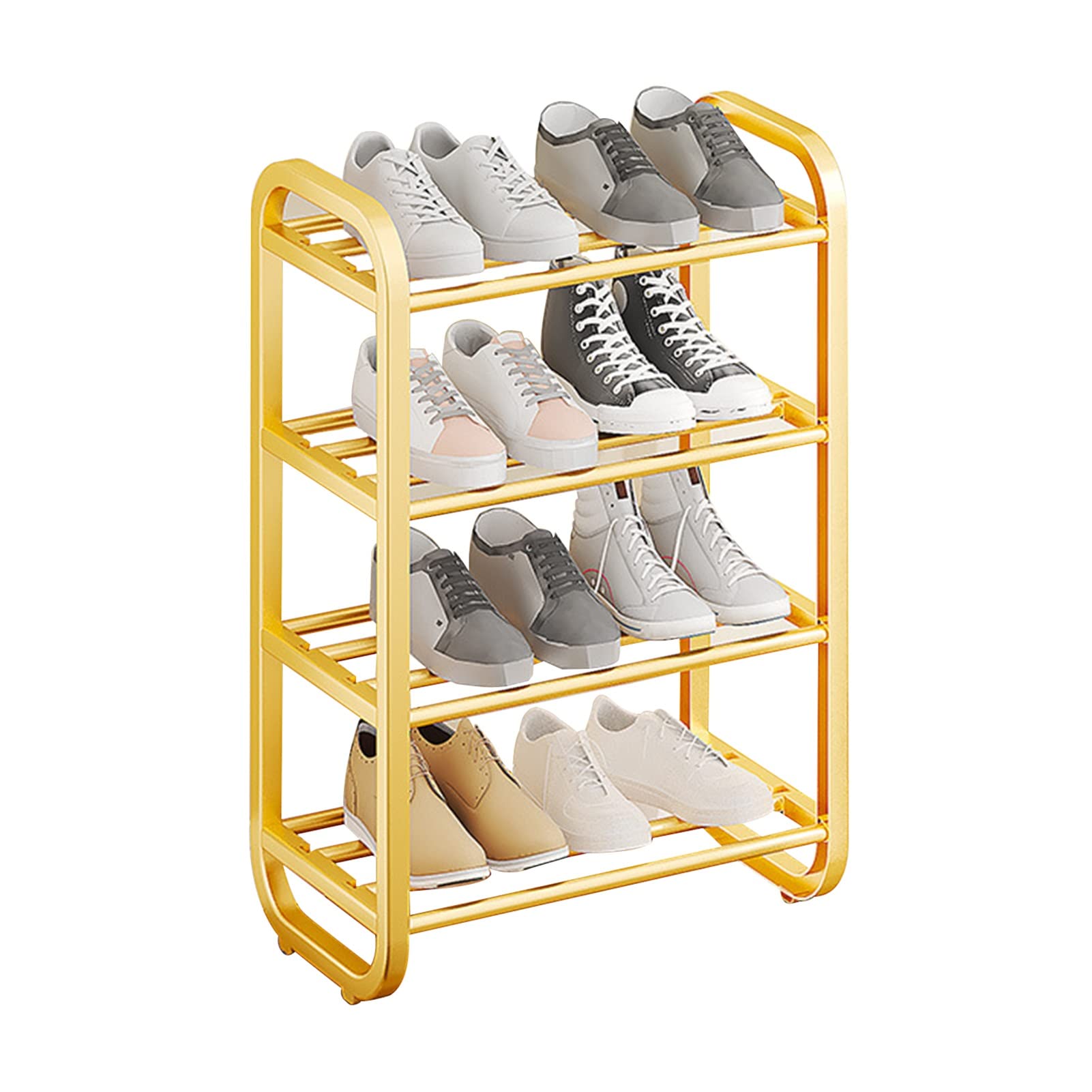 Meuble chaussures 4 niveaux pour dressing et chambre, organiseur de sol noir gain de place