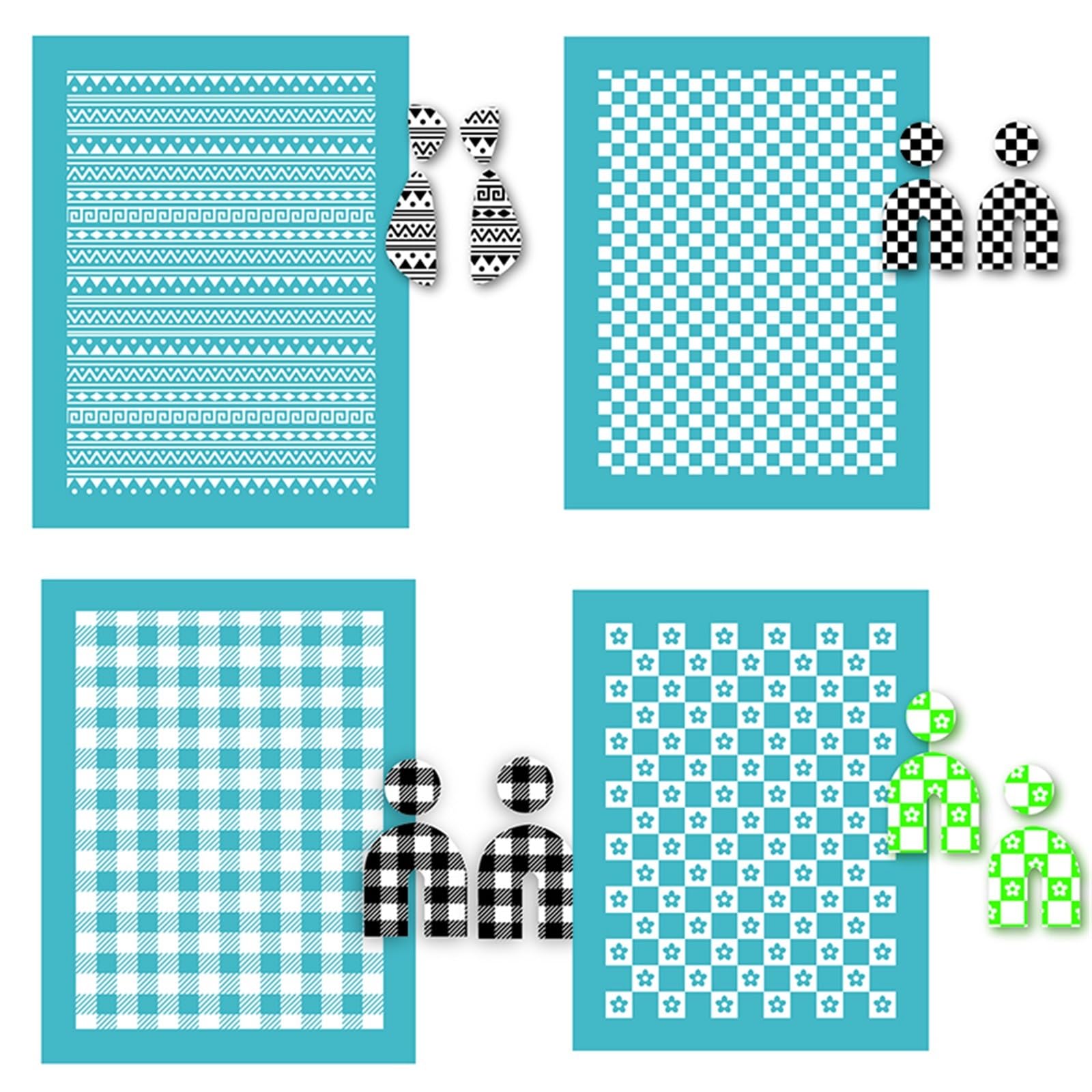 KIT 6 STENCIL PER SERIGRAFIA - Con 2 Raschietti Per Argilla Polimerica, Ideale Per Fai Da Te E Gioielli - Foto 9