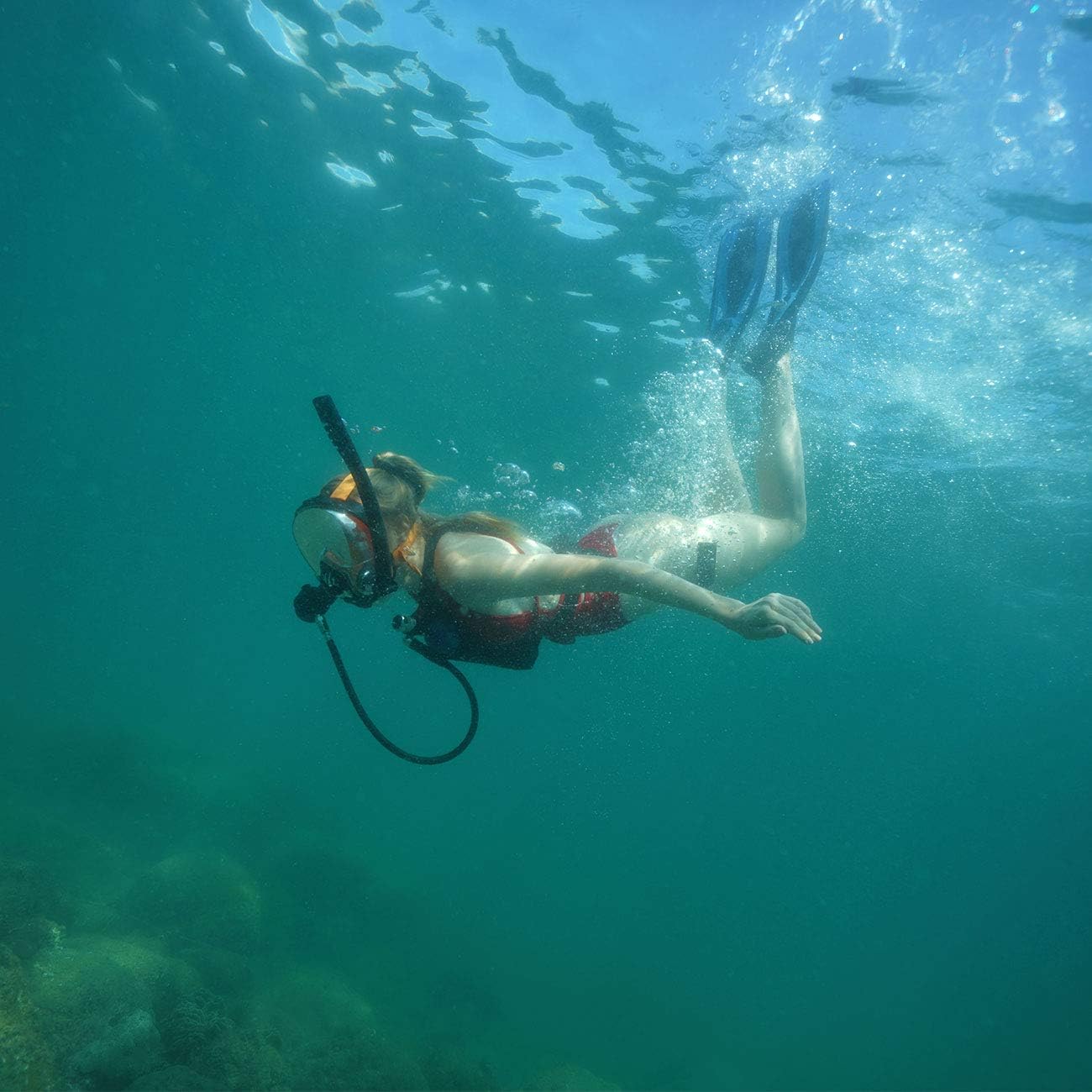 DEDEPU Scuba Tank with Snorkel Mask Manual Pump Diving Gear for Diver Mini Diving Tank Diving Cylinder S5000PLUS-Package D Underwater Breathing Device (Green) : Sports & Outdoors